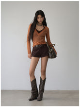Fake Two-Piece Halter V-Neck Knit Sweater - CHINASQUAD