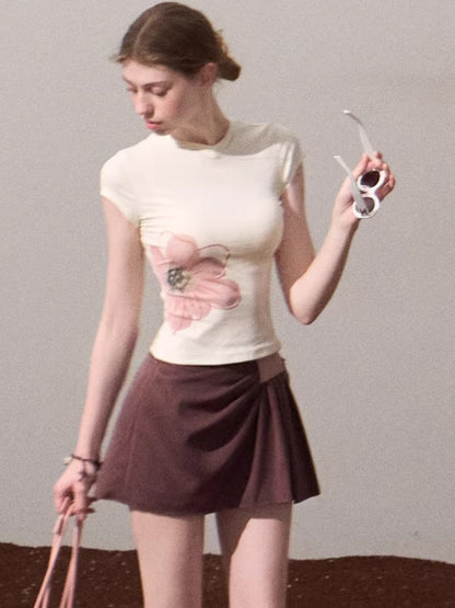 Slim-Fit Floral Print Short-Sleeve T-Shirt