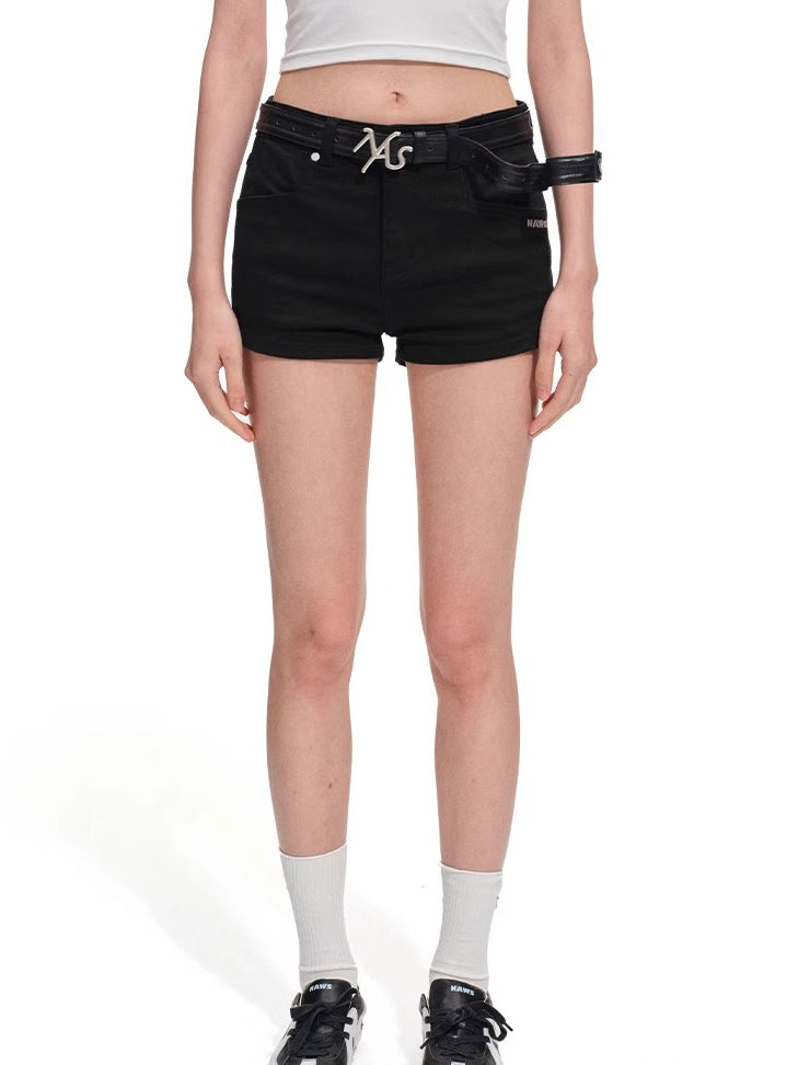 Black Sand Stretch Denim Shorts