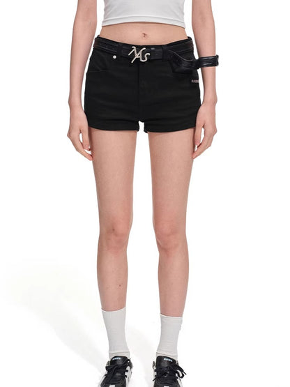Black Sand Stretch Denim Shorts
