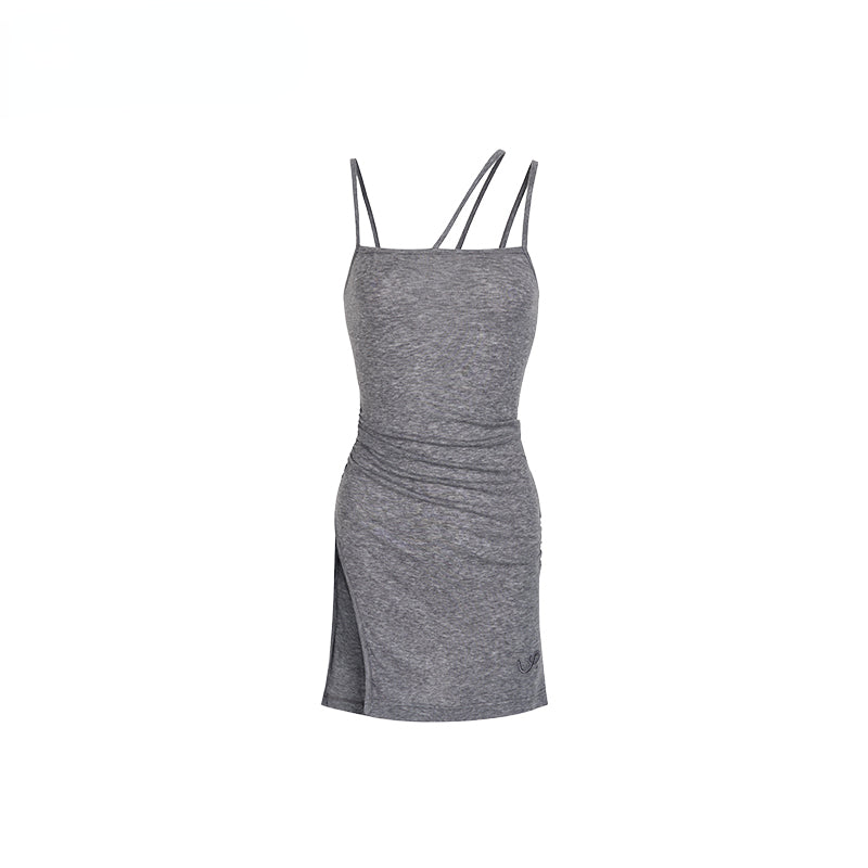 Gray &amp; Black Wool Blend Camisole Dress