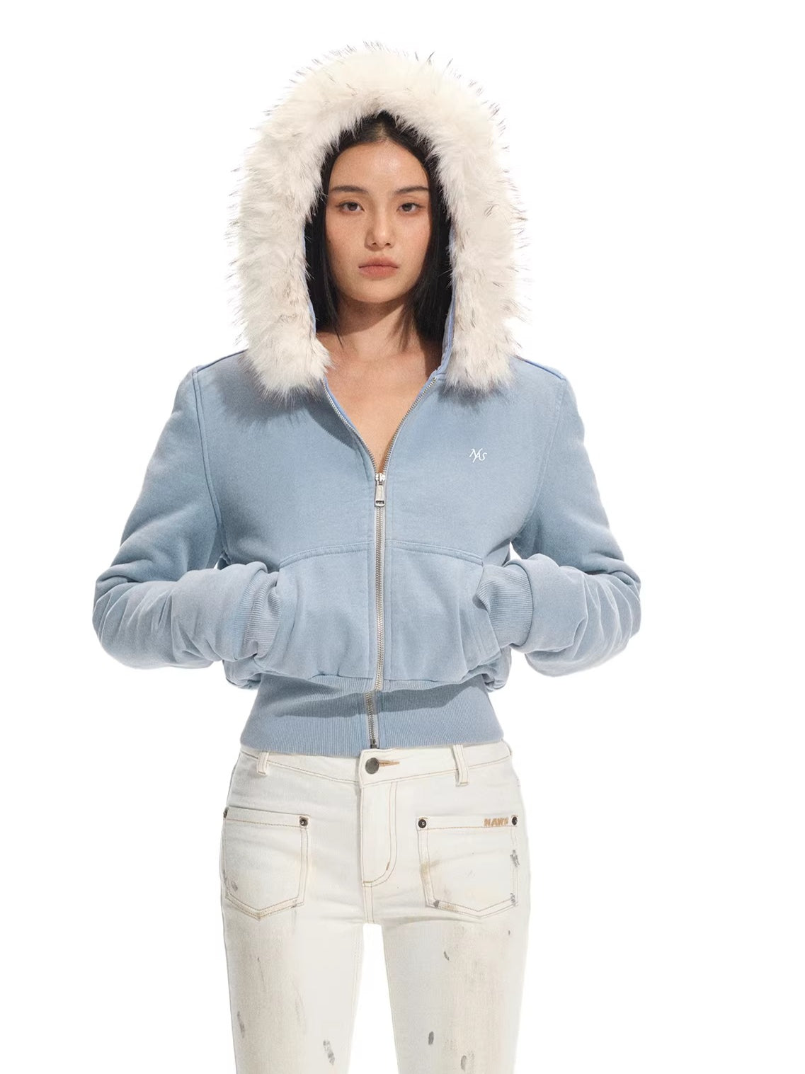 Faux Fur Collar Hooded Cotton Jacket