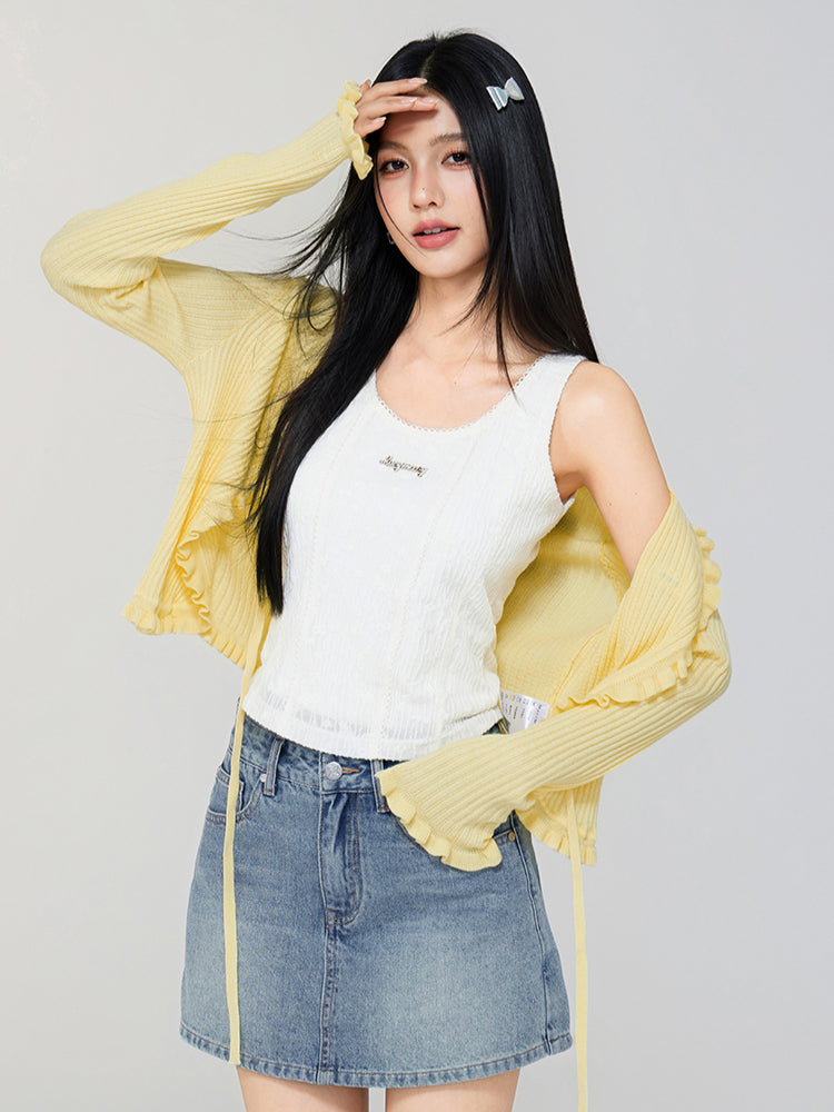Lace Choker U-Neck Vest
