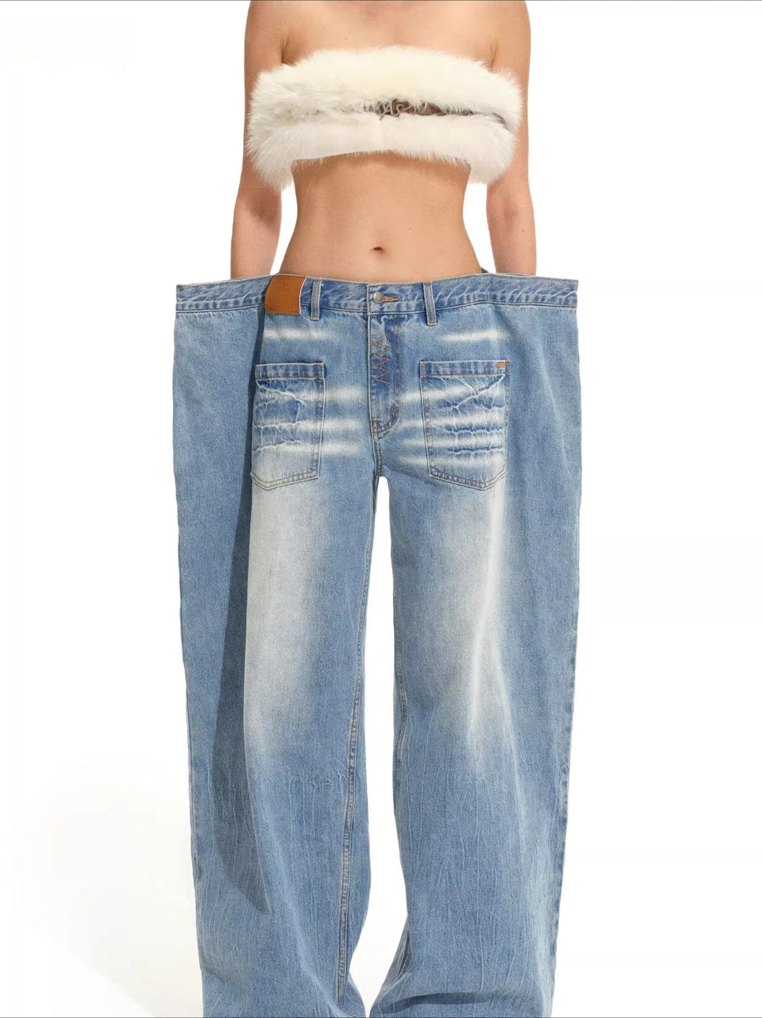 Low-Rise Wide-Leg Denim Pants