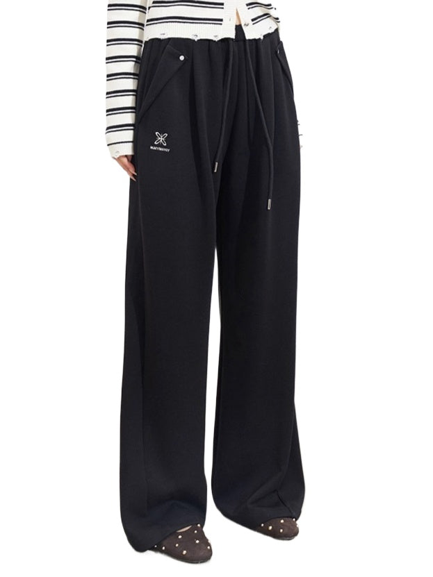 Draped Elastic-Waist Pants