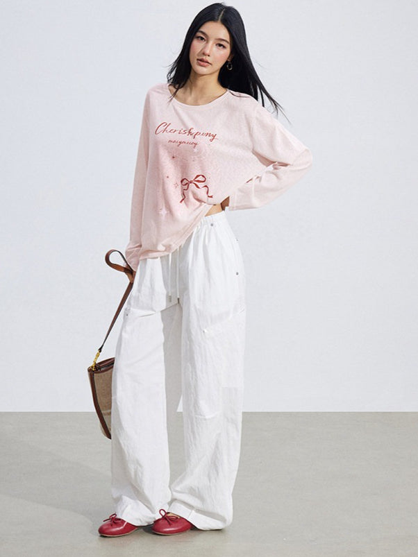 Ruched Utility Wide-Leg Cargo Pants