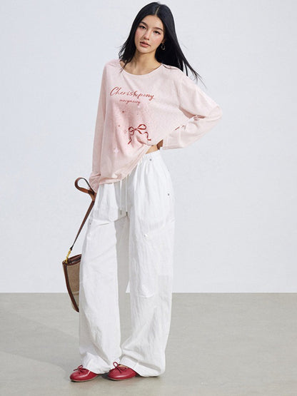 Ruched Utility Wide-Leg Cargo Pants