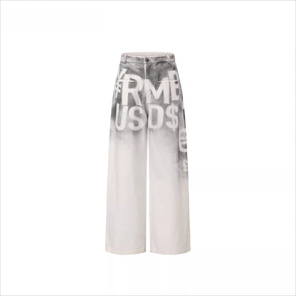 Hand-Spray Graphic Denim Jeans