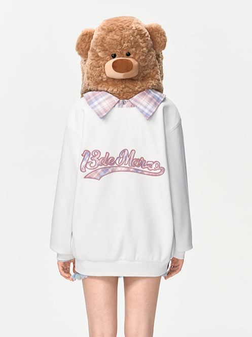 Bear Zip Fuzzy Hoodie