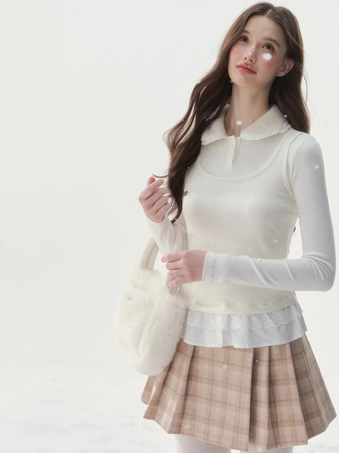 Faux Layered Knit Long Sleeve T-Shirt