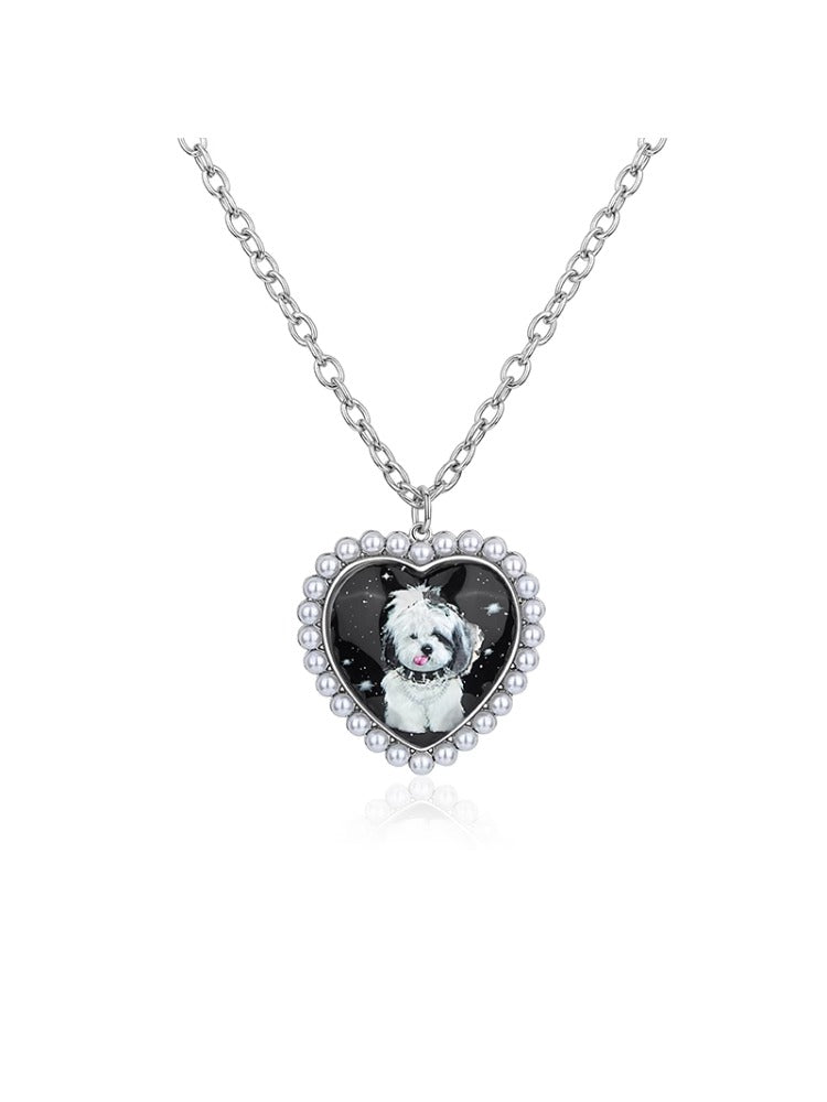 Large Heart Cat and Dog Long Necklace