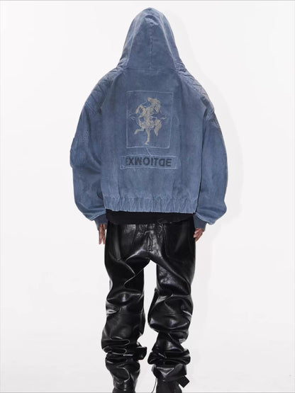 Washed Oversized Utility MA-1 Hooded Jacket