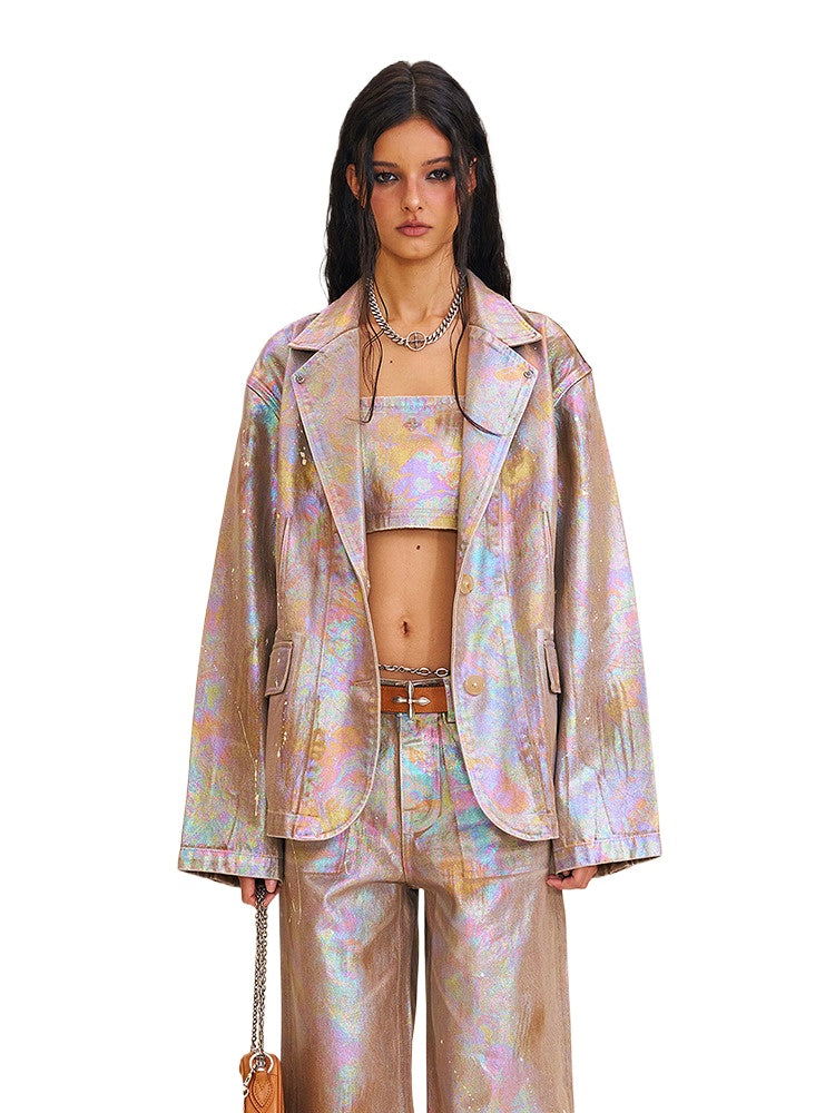Iridescent Denim Blazer
