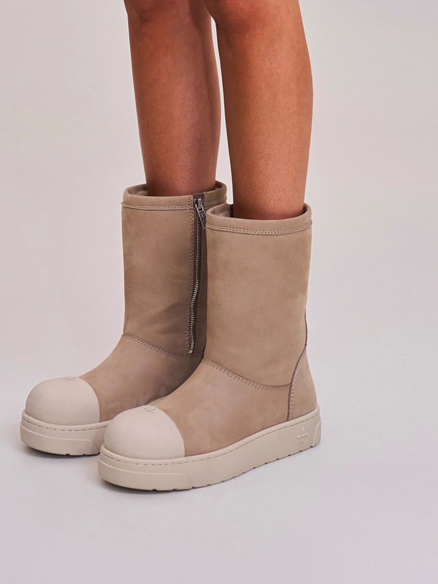 Sherpa Leather Wool Snow Boots