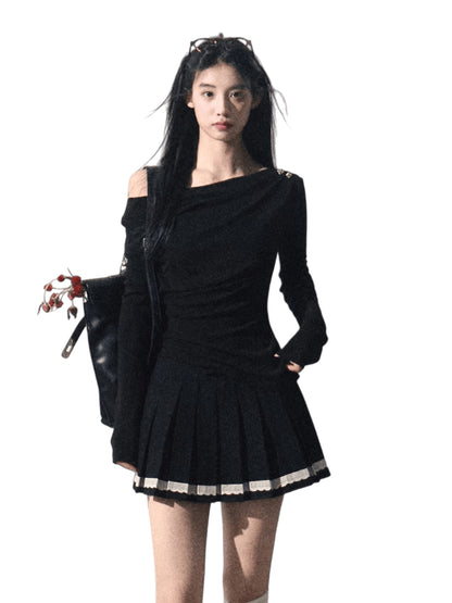 One-Shoulder Waist-Defining Knit Base Layer