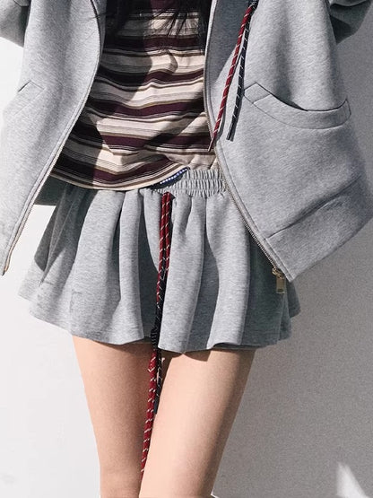 Miu-Inspired Varsity Sweatshirt &amp; Skirt Set