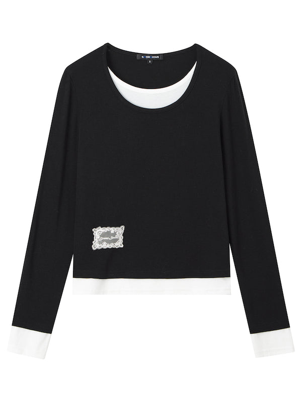 Faux Two-Piece Fleece T-Shirt