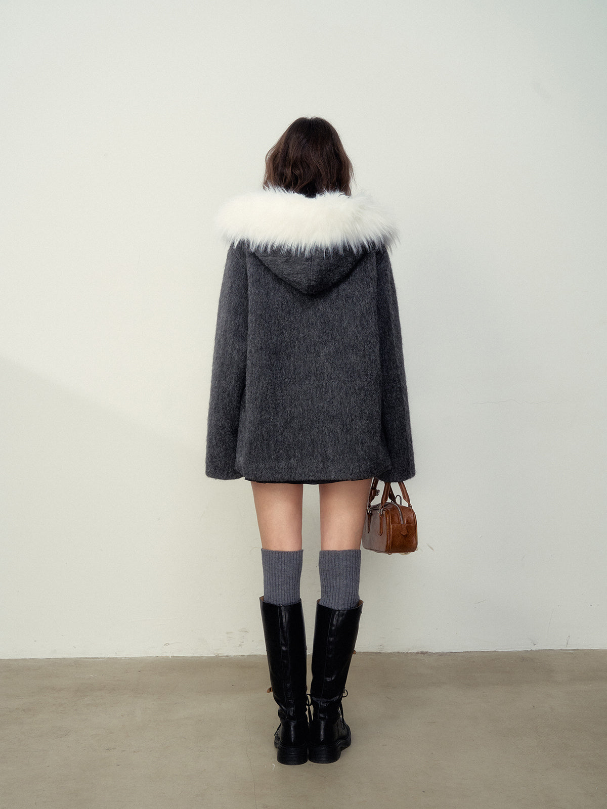 Faux Fur Collar Wool Coat