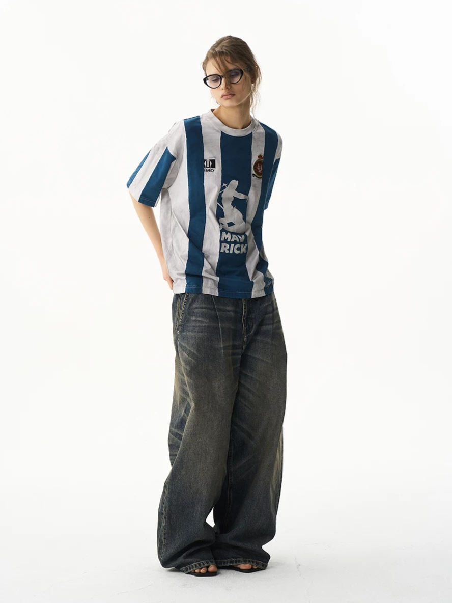 Vintage Washed Striped Jersey T-Shirt