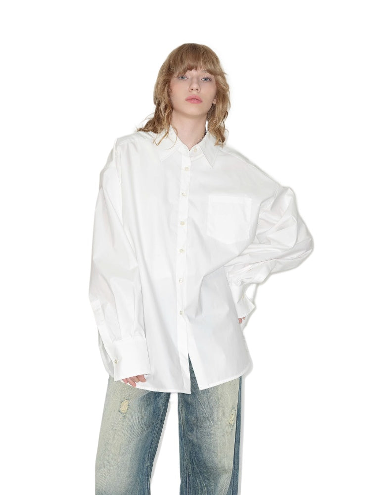 White Design Concept Fake Two-Piece Shirt