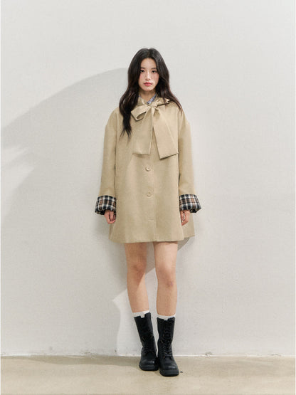 Khaki Bow Trench Coat - CHINASQUAD