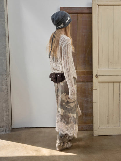 Icelandic Animal Pattern Open-Knit Sweater