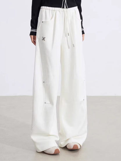 Sculpted Drape Curved-Leg Wide Pants