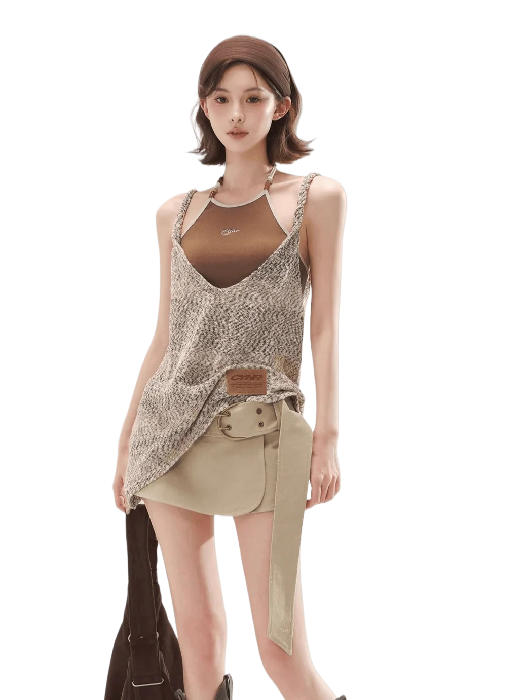Halter Cami &amp; Textured Sheer Cover-Up Set