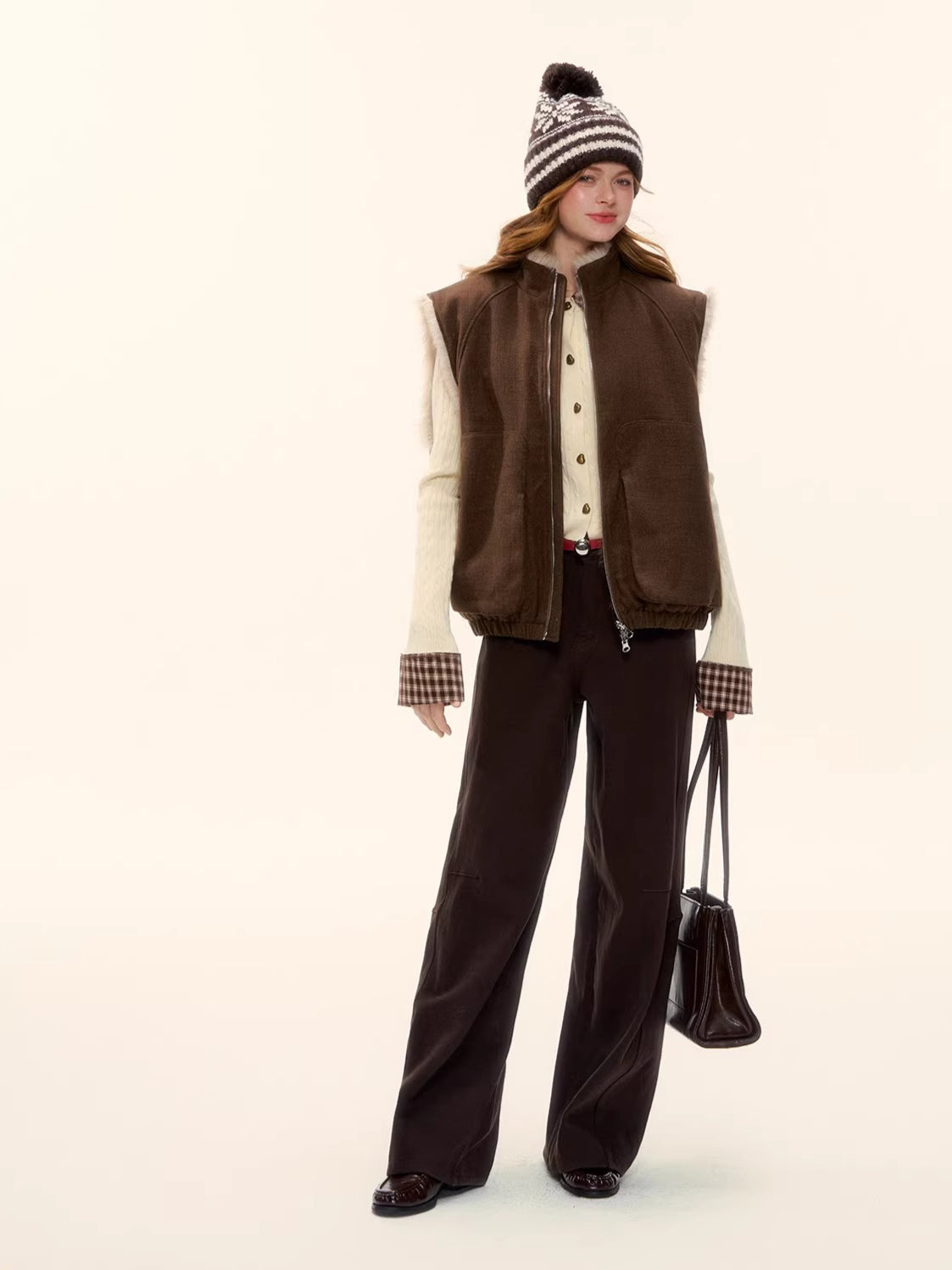 Vintage Reversible Wool-Blend Faux Fur Vest