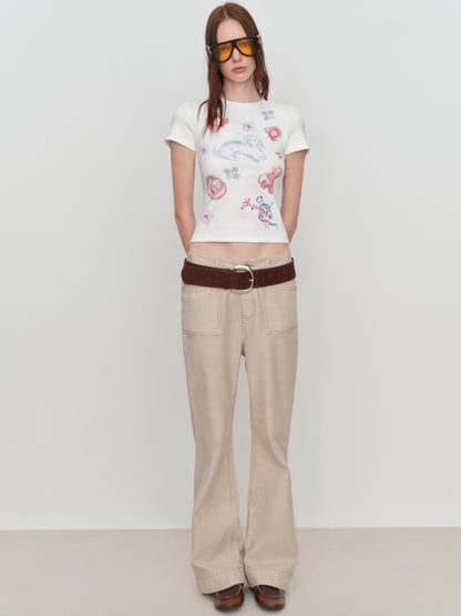 3D Animal Print Embroidered T-Shirt