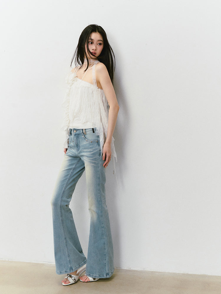 Heavy-Duty Floral Asymmetric Lace Camisole