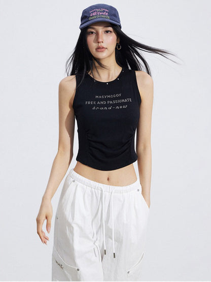 Logo Cinched Waist Sleeveless Tank Top