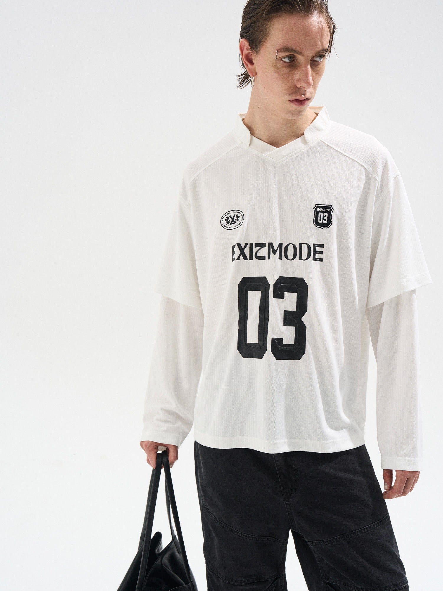 Vintage Striped Layered-Effect Long Sleeve Jersey T-Shirt