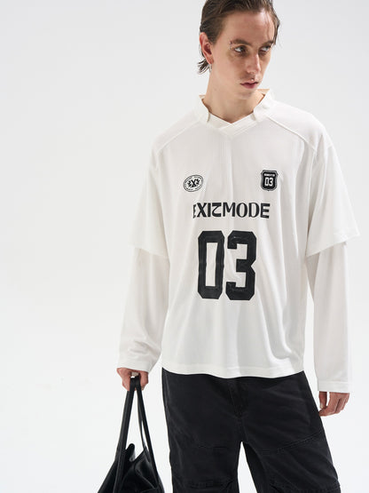 Vintage Striped Layered-Effect Long Sleeve Jersey T-Shirt