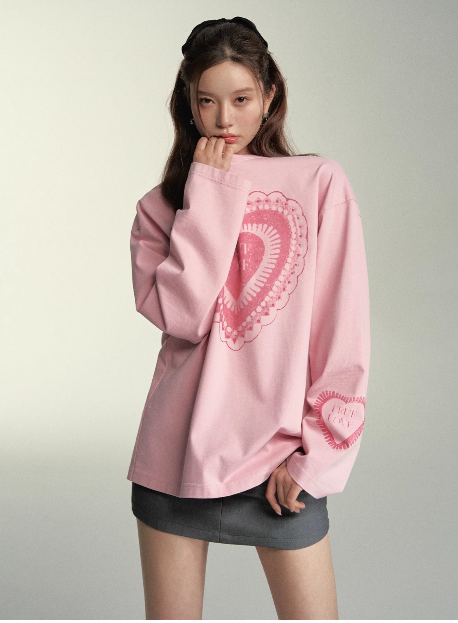 Black &amp; Pink Lace Long Sleeve T-Shirt - CHINASQUAD