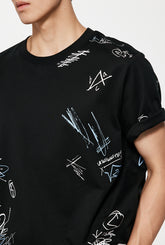 Graffiti Print Short Sleeve T-Shirt - CHINASQUAD