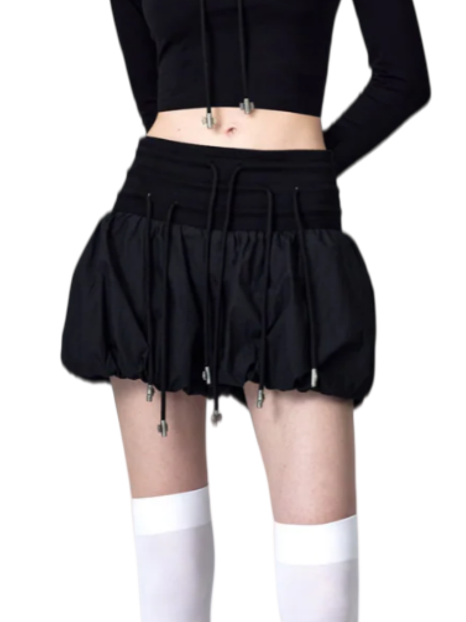 High-Waisted Bow Pantskirt In Black