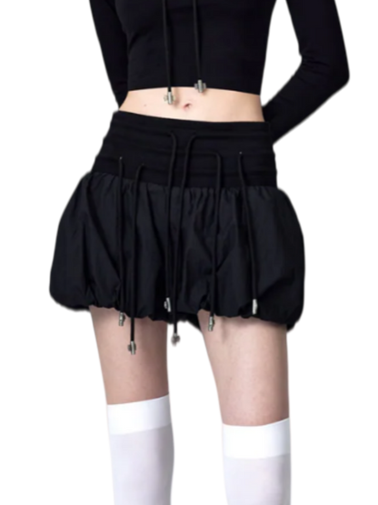 High-Waisted Bow Pantskirt In Black