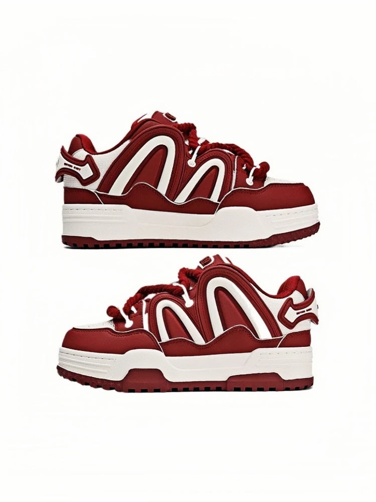 Burgundy Low-Top Casual Sneakers