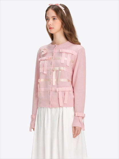 Bow Detail Knit Cardigan