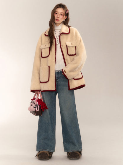 Vintage Sweet Shearling Wool Coat