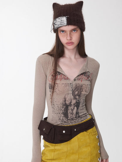 Hand-Stitched Cat-Ear Angora Knit Beanie