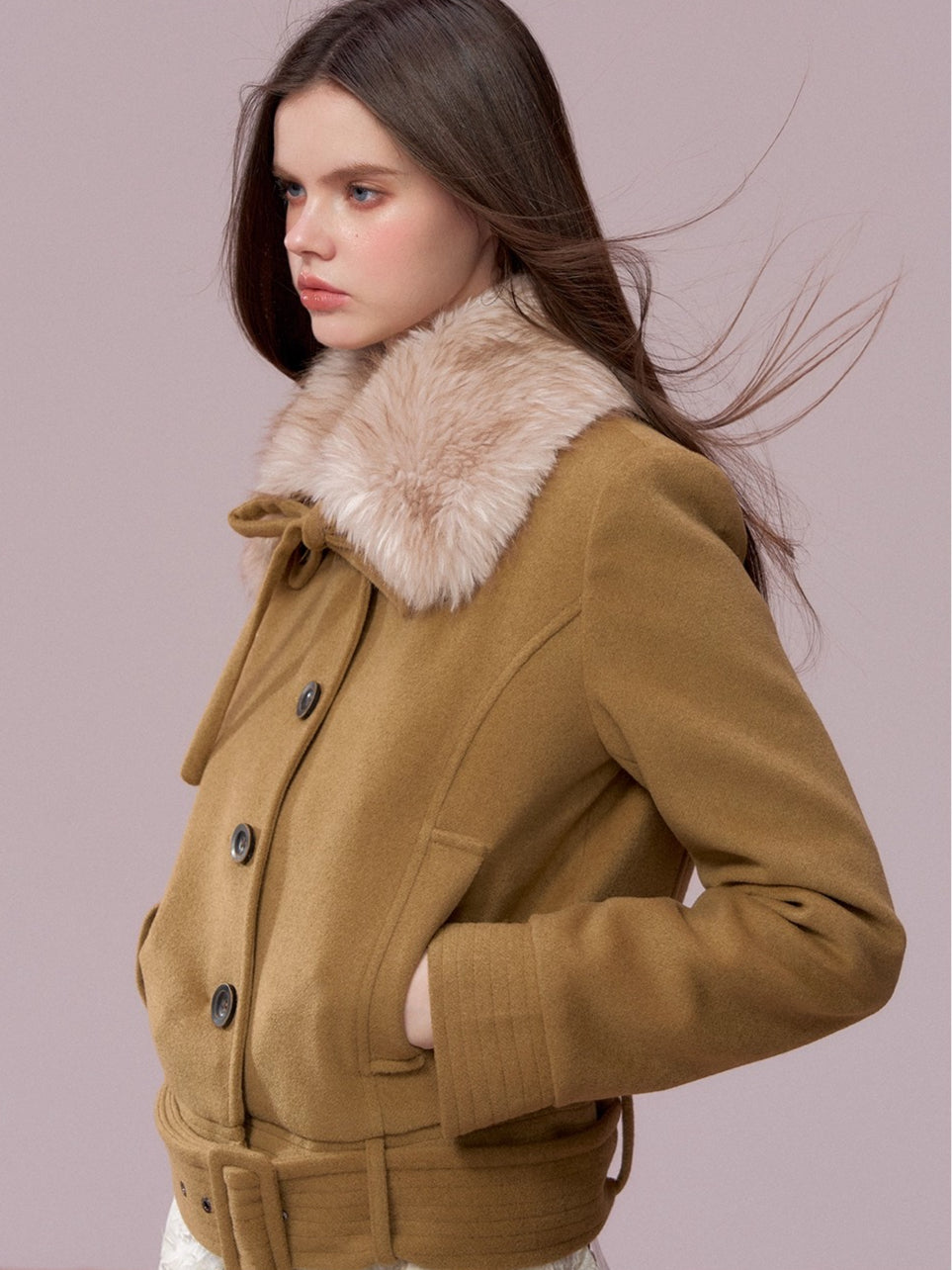 Plush-Collar Quilted Cotton Jacket