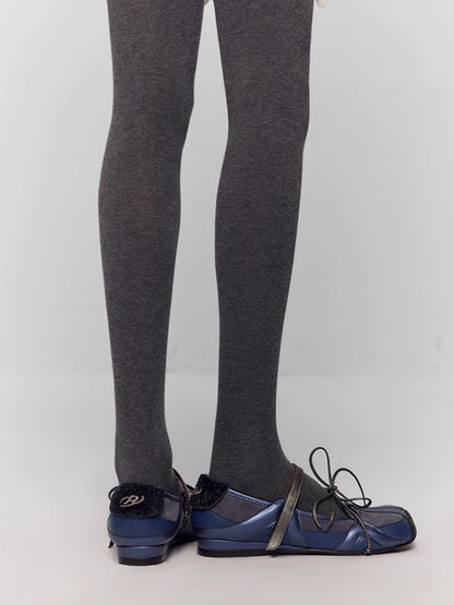 Embroidered Leather Mary Jane Ballet Flats