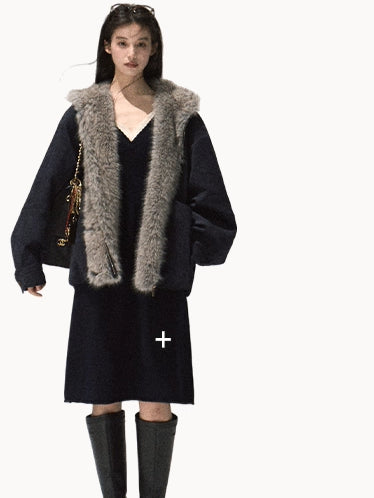 Faux Fur Collar Hooded Puffer Jacket