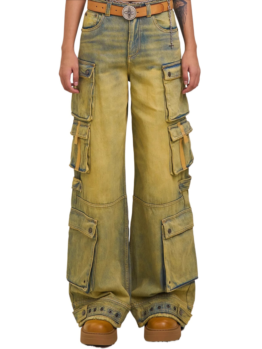 Wild Mustang Multi-Pocket Wide-Leg Jeans