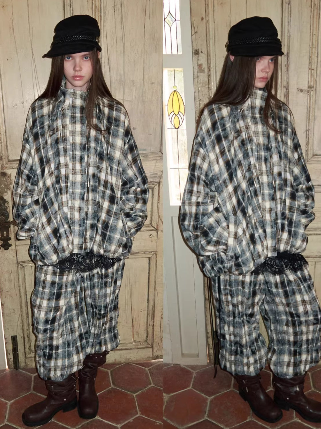 Ruched Stand-Collar Oversized Jacket