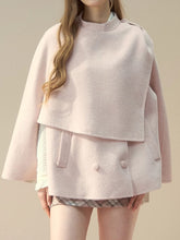 Wool Double-Faced Pink Cape Coat - CHINASQUAD