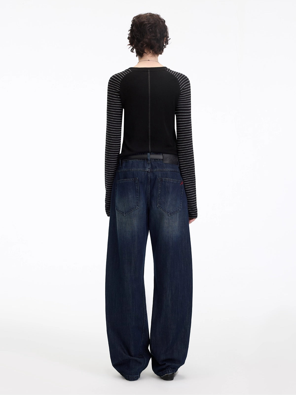 Washed Panel-Detail Curved Denim Pants