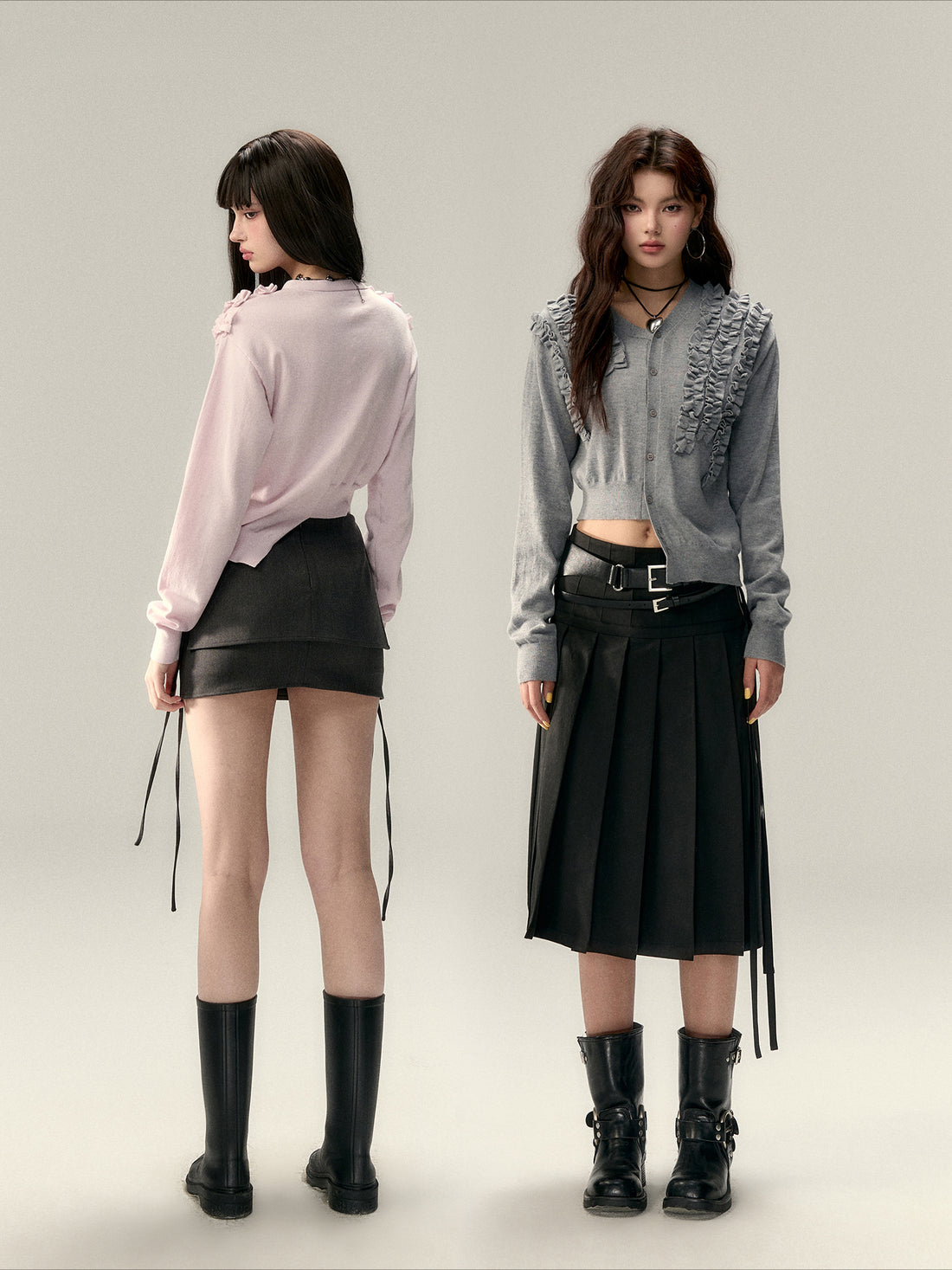 Irregular Ruffle Design Knit Top - CHINASQUAD